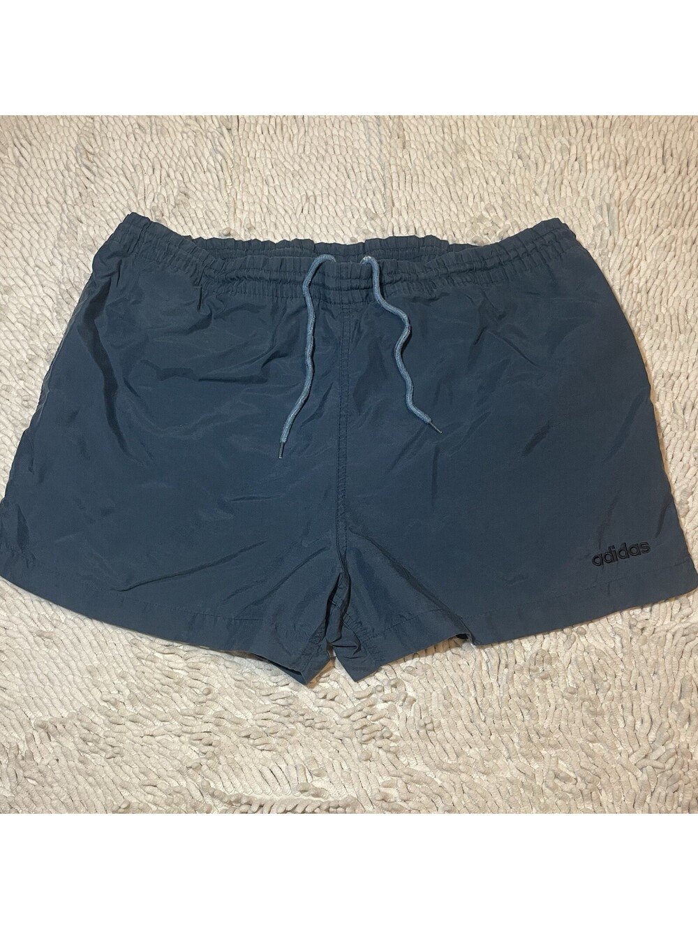 Vintage Adidas Nylon Shorts Navy Solid Lined Mens L 1990s *READ*